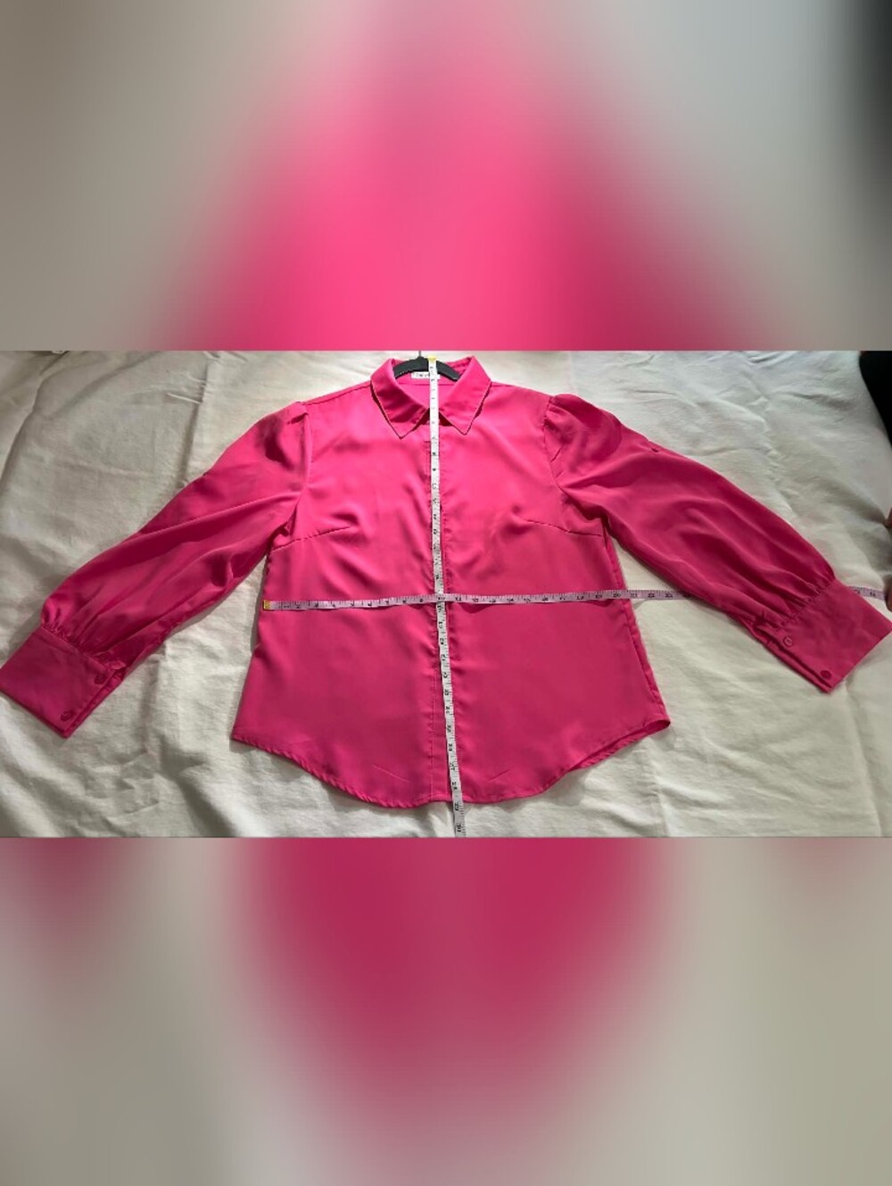 Classic Button-Down Blouse in Bright Pink